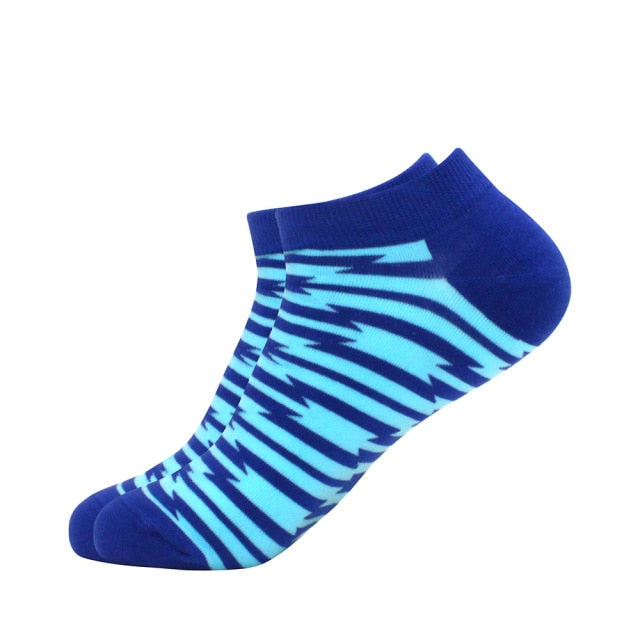 Men's Latest Design Boat Socks Short Summer Socks Quality Business Geometric Lattice Colorful Mens Cotton Socks