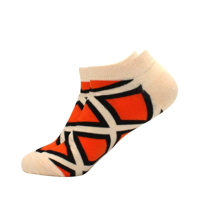 Men's Latest Design Boat Socks Short Summer Socks Quality Business Geometric Lattice Colorful Mens Cotton Socks