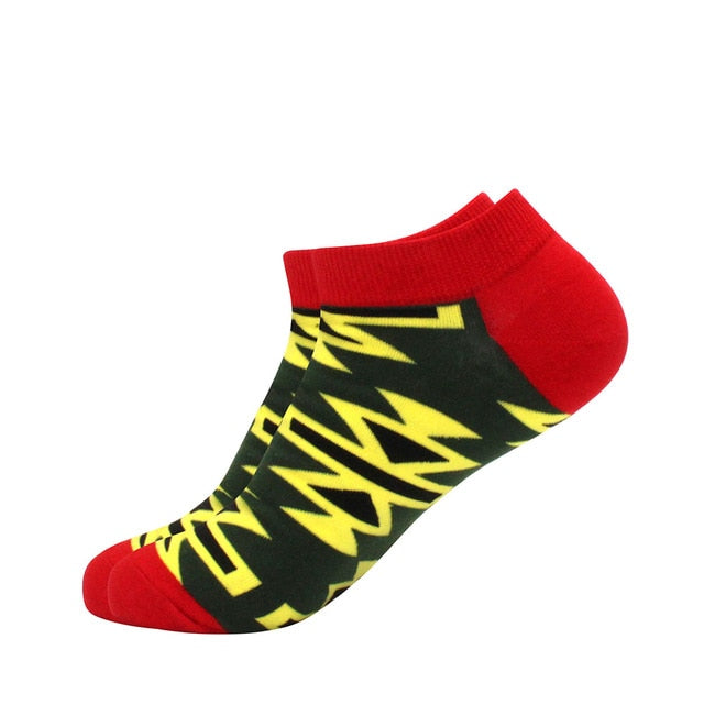 Men's Latest Design Boat Socks Short Summer Socks Quality Business Geometric Lattice Colorful Mens Cotton Socks