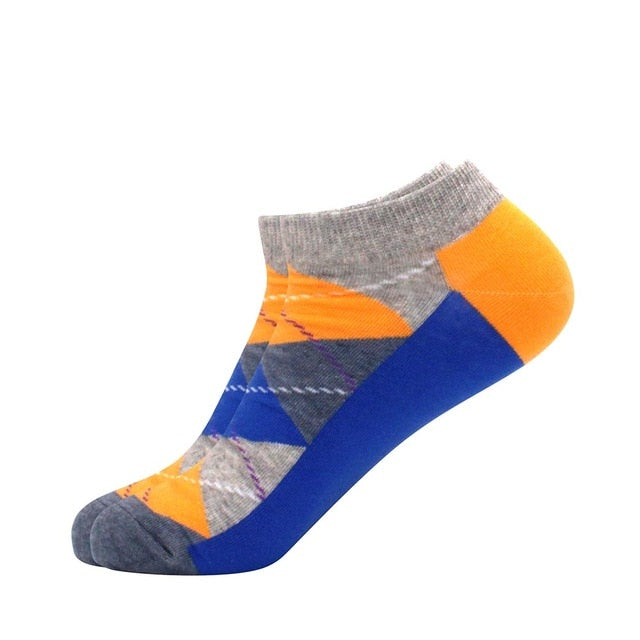 Men's Latest Design Boat Socks Short Summer Socks Quality Business Geometric Lattice Colorful Mens Cotton Socks