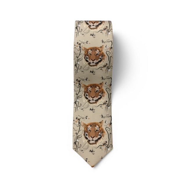 New Fashion 8CM Slim Men's Tie Novelty 3D Printed Skull Lion Pattern Man Necktie Casual Wedding Party Gentleman Accessories Tie