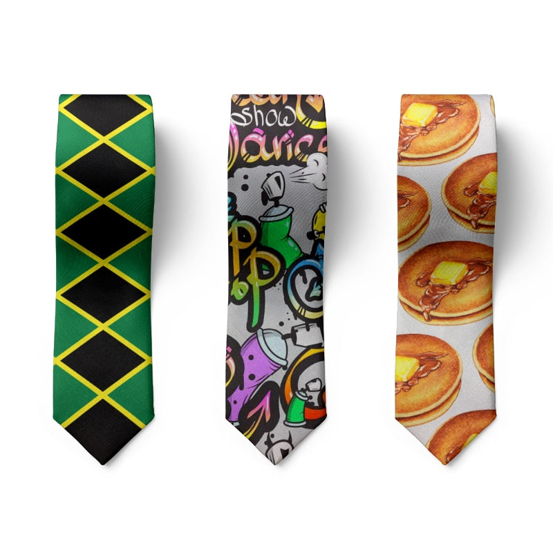 Fashion Men's Neckties 3D Printing Novelty Donuts Graffiti Ties Accessories Casual Party Weddings Men's Neckties Gifts for Men