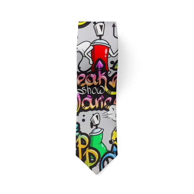 Fashion Men's Neckties 3D Printing Novelty Donuts Graffiti Ties Accessories Casual Party Weddings Men's Neckties Gifts for Men