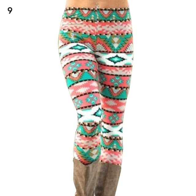 Christmas Print Leggings Women Slim Fit Elastic Pants Elk Snowflakes Striped Harajuke Leggings Female Flowers Pants Xmas Gifts